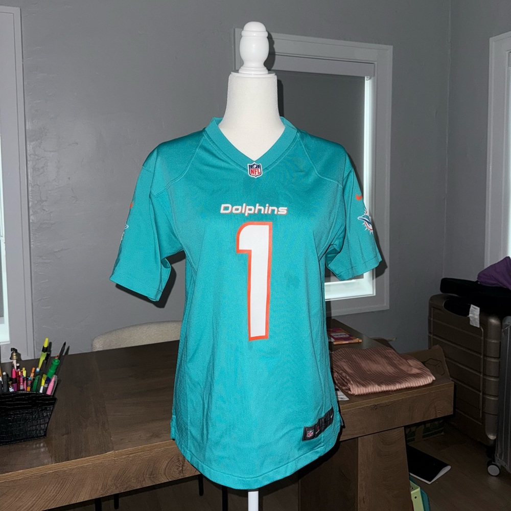 🏈Women's Miami Dolphins Tua Tagovailoa #1 Aqua Game Jersey